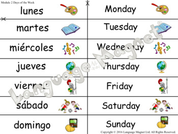 Spanish Days Of The Week By Language Magnet Teachers Pay Teachers