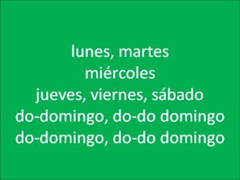 Preview of Spanish Days of the Week Rap Song