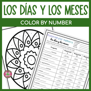 Preview of Months of the Year Spanish Days of the Week Color by Number Activity