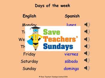 Days of the Week Flash Cards - English/Spanish- Days of the Week