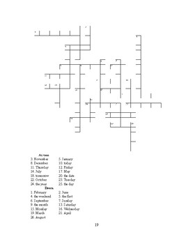 Preview of Spanish-Days of the week and months crossword puzzle