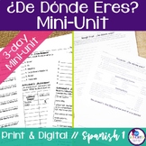Spanish De Donde Eres Mini-Unit - ser activities, workshee