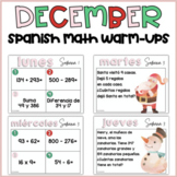 Spanish December Math Warm-Ups for 3rd Grade - Christmas M