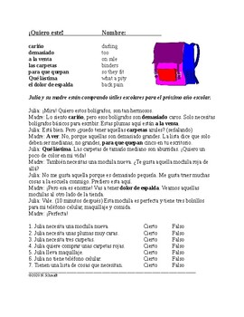 Preview of Spanish Demonstratives Reading: Demostrativos Lectura (este, aquella, estos)