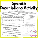 Spanish Descriptions Higher Order Thinking Activity (Editable)