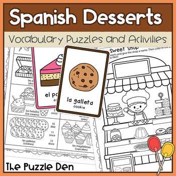 Preview of Spanish Desserts Puzzles and Activities for Grades 1 to 6