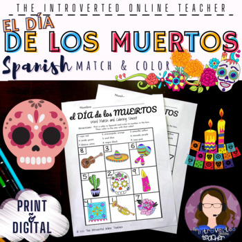 Spanish Día de los Muertos/Day of the Dead Vocabulary Coloring Worksheets