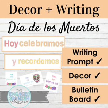 Preview of Spanish Day of the Dead Bulletin Board and Writing | Día de los Muertos