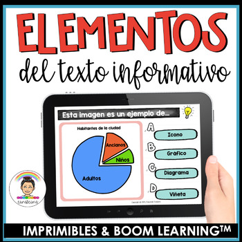Preview of Spanish Non-Fiction Text Features Task Cards **PRINTABLE & BOOM CARDS**