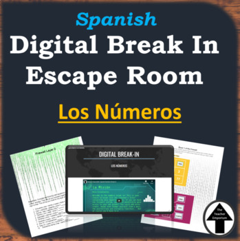 Preview of Spanish Digital Escape Room "Break out" Spanish Numbers, Números No Prep Lesson