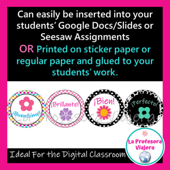 Spanish Digital & Printable Stickers Set 2 Flowers– Distance Learning