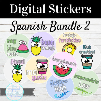 Preview of Spanish Digital Sticker Bundle #2 82 Stickers