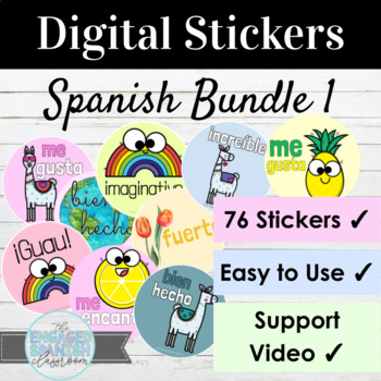 Preview of Spanish Digital Sticker Bundle #1 76 Stickers