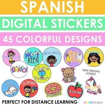 Preview of Spanish Digital Stickers - Distance Learning