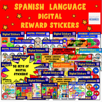 Preview of Spanish Digital Stickers Growing Bundle for Seesaw or Google Apps