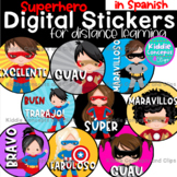Spanish Digital Stickers Superhero (Distance Learning with
