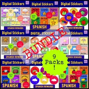 Preview of Spanish Digital Stickers  for Seesaw or Google Apps