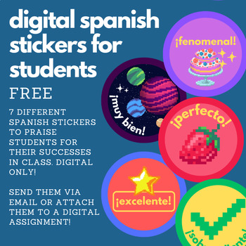Preview of Spanish Digital Stickers for Students (7) (FREE)