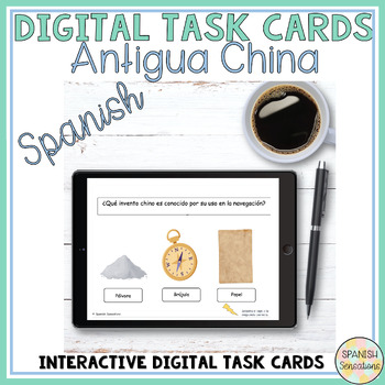 Preview of Spanish Digital Task Card Antigua China Ancient Civilizations Tarjetas Español