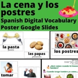 Spanish Dinner Food and Dessert Vocabulary Poster Google Slides