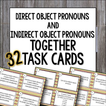 Preview of Spanish Direct & Indirect Object Pronouns Together Task Cards - Double Object