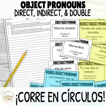 Preview of Spanish Direct Indirect and Double Object Pronouns Game ¡Corre en Círculos!