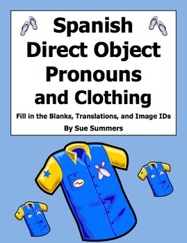 Preview of Spanish Direct Object Pronouns and Clothing Worksheet - Ropa