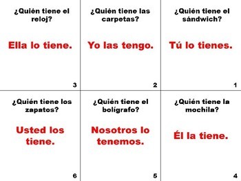 Spanish Direct Object Pronouns Flashcards by Spanish Resource Shop