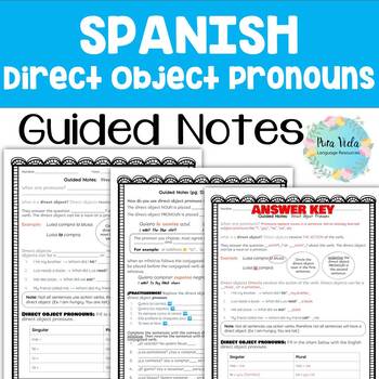 Preview of Spanish Direct Object Pronouns (Los Pronombres Directos) - GUIDED PRACTICE