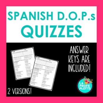 Preview of Spanish Direct Object Pronouns Quiz of Worksheet | Spanish Assessment