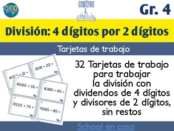 Preview of Spanish Division Task Cards 2 Digit Divisor | Tarjetas de trabajo division