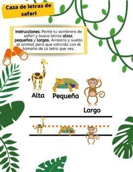 Preview of Spanish Drag & Drop Safari Letter Size Activity