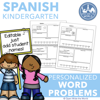 Preview of Spanish Dual Language EDITABLE Word Problems for Kindergarten