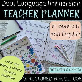 Preview of Spanish Dual Language Immersion Planner 2023-2024 Printable