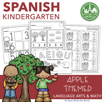 Preview of Spanish Dual Language Kindergarten Apple Packet