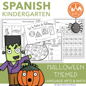 Preview of Spanish Dual Language Kindergarten Halloween Pack