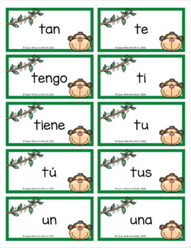 spanish kindergarten sight words list