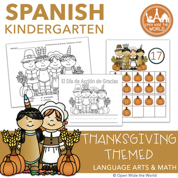 Preview of Spanish Dual Language Kindergarten Thanksgiving Mini-Pack