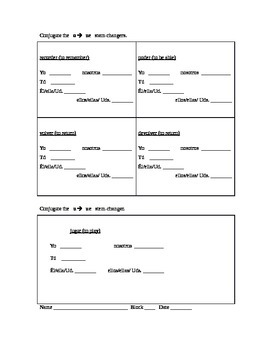 e to ie stem changing verbs worksheet