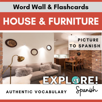 Preview of Spanish | EDITABLE House & Furniture Word Wall & Vocabulary Flashcards