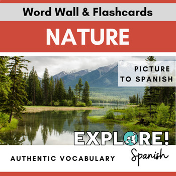 Preview of Spanish | EDITABLE Nature Word Wall & Vocabulary Flashcards