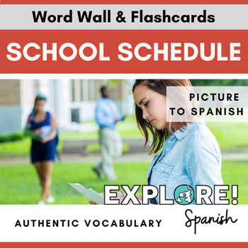 Preview of Spanish | EDITABLE School Subjects & Classes Word Wall & Vocabulary Flashcards