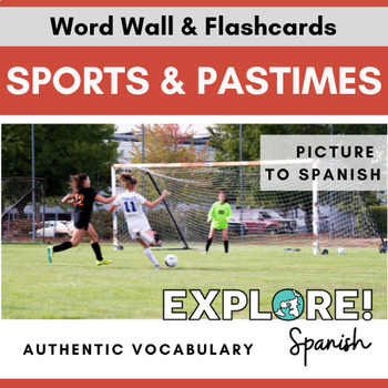 Preview of Spanish | EDITABLE Sports & Pastimes Word Wall & Vocabulary Flashcards