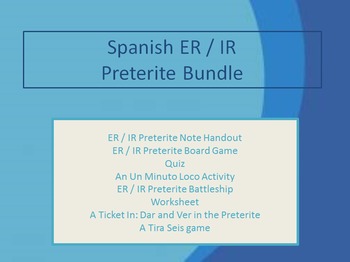 Preview of Spanish ER / IR Preterite Bundle