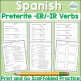 Spanish Worksheets Preterite Verbs ER and IR Conjugation Practice