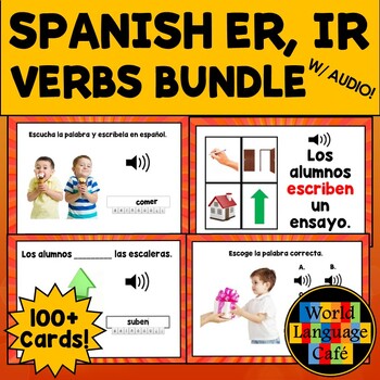 Preview of Spanish ER IR Verbs Boom Cards Spanish Digital Flashcards Task Cards
