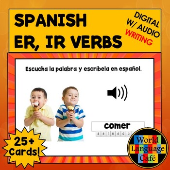 Preview of Spanish ER IR Verbs Boom Cards Spanish Digital Flashcards Writing Task Cards