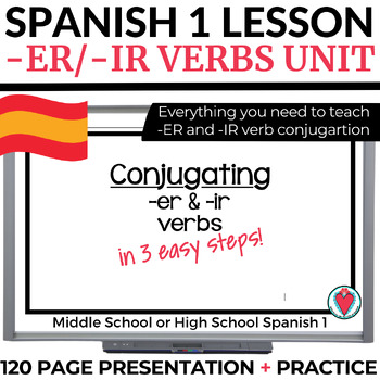 Preview of Spanish ER IR Verbs Conjugation Unit Complete Spanish 1 Grammar Lesson Activity