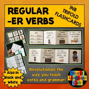 Preview of Spanish ER Verbs Interactive Notebook Trifold Flashcards