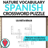Spanish Earth Day Activity Nature Vocabulary Words Crosswo